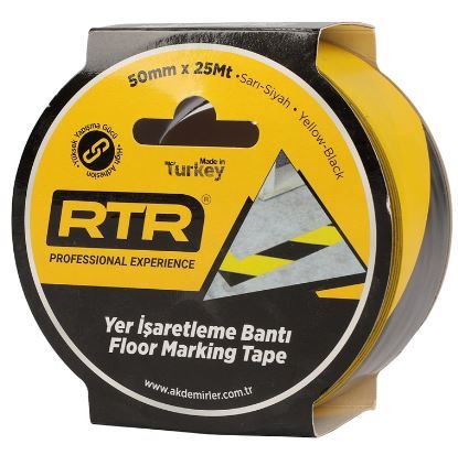 YER İŞARETLEME BANTI SARI-SİYAH 50 mm*25 yds RTRMAX