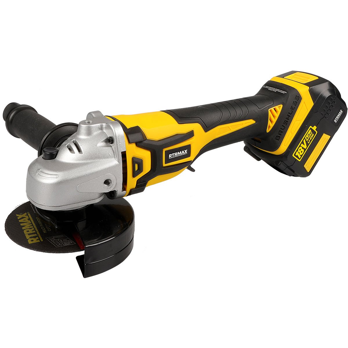 AKÜLÜ AVUÇ TAŞLAMA 115MM, 18V, 2X4Ah AKÜ (KÖMÜRSÜZ) RTRMAX X-LION