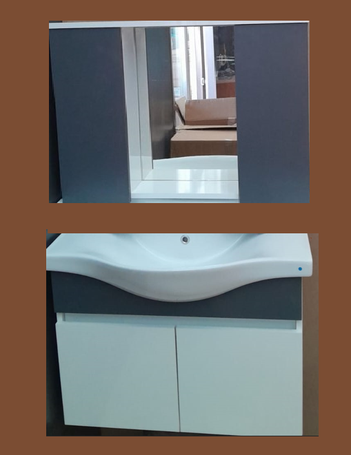 KUALA 80 CM ANTRASİT-BEYAZ BANYO DOLABI