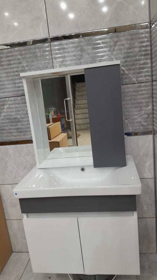 SELEN 60 CM ANTRASİT-BEYAZ DOLAP