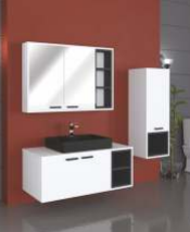 100 CM DOLAP GİRNE TAKIM - BEYAZ - SİYAH/LAVABO:SİYAH-KARE