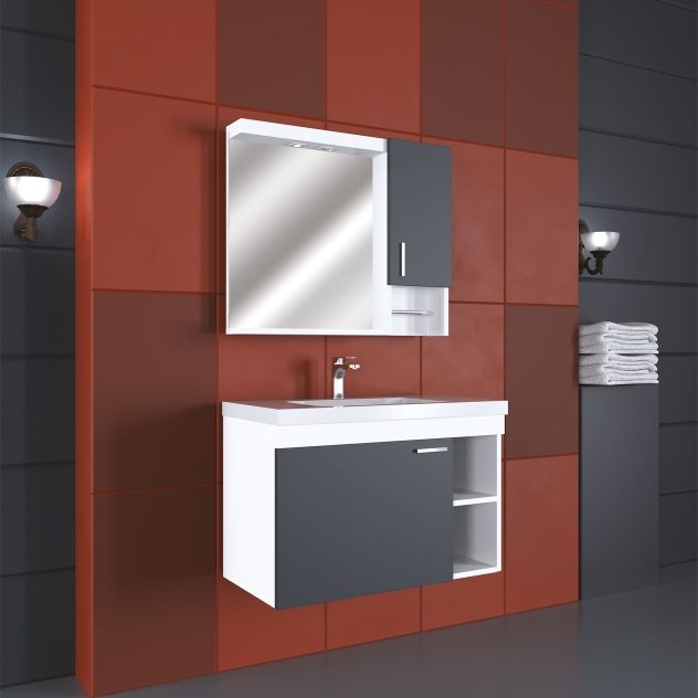 65 CM DOLAP MİLAS TAKIM - BEYAZ - ANTRASİT