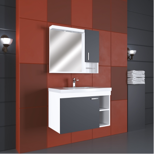 80 CM DOLAP MİLAS TAKIM - BEYAZ - ANTRASİT