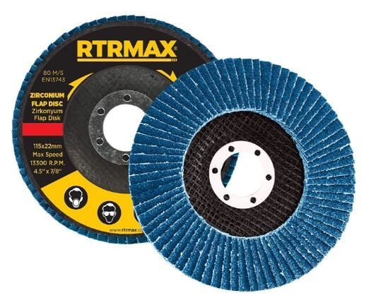 ZİRKONYUM FLAP DİSK MAVİ PASLANMAZ 40 KUM115 mm RTRMAX