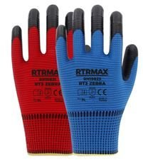 NİTRİL KAPLI POLYESTER ÖRGÜ ELDİVEN RT3 ZEBRA KIRMIZI NO:10 RTRMAX